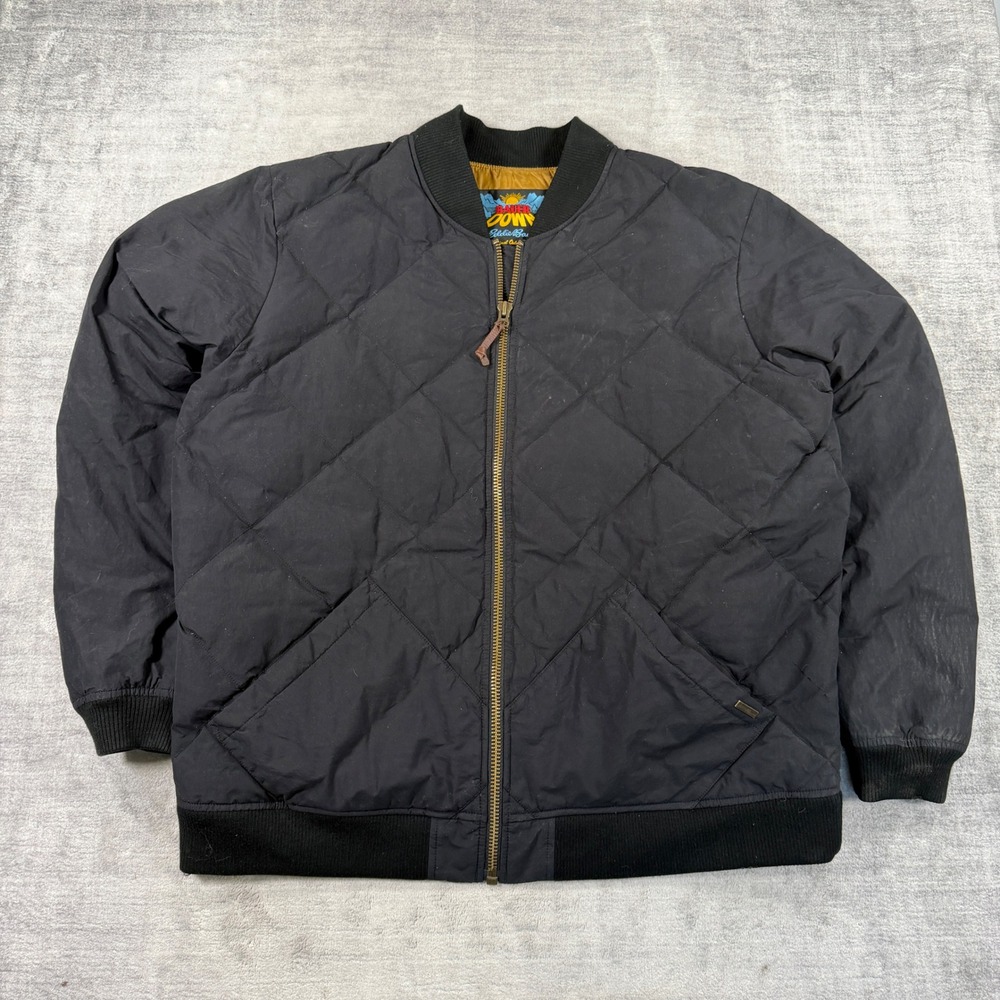 Eddie Bauer Jacket Mens 2XL Tall Black Skyliner Down Quilted Bomber Retro